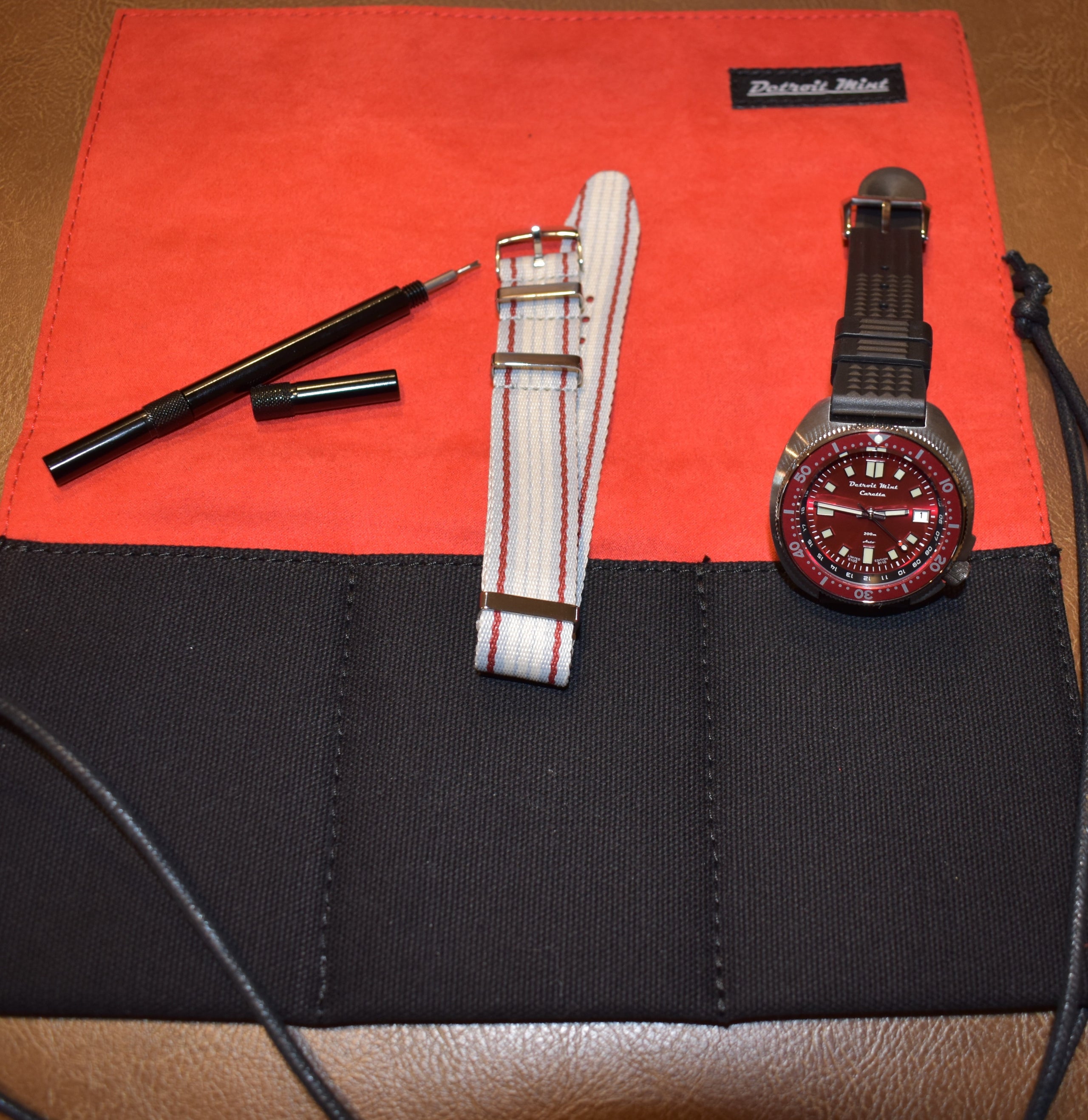Detroit Mint Caretta Red Sky Turtle Diver with World Time