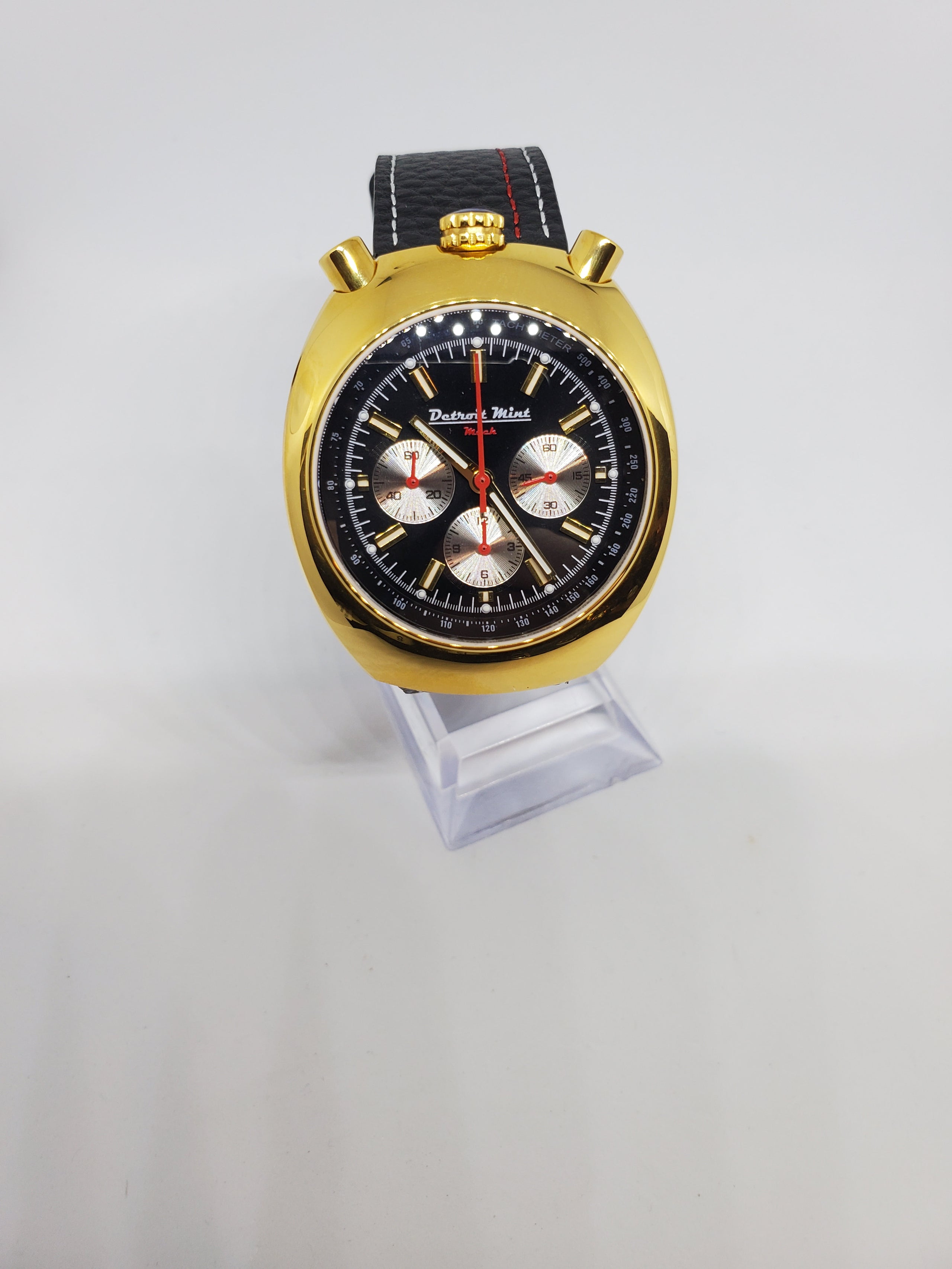 Detroit Mint Mach Bullhead Chronograph Black Dial Gold Case