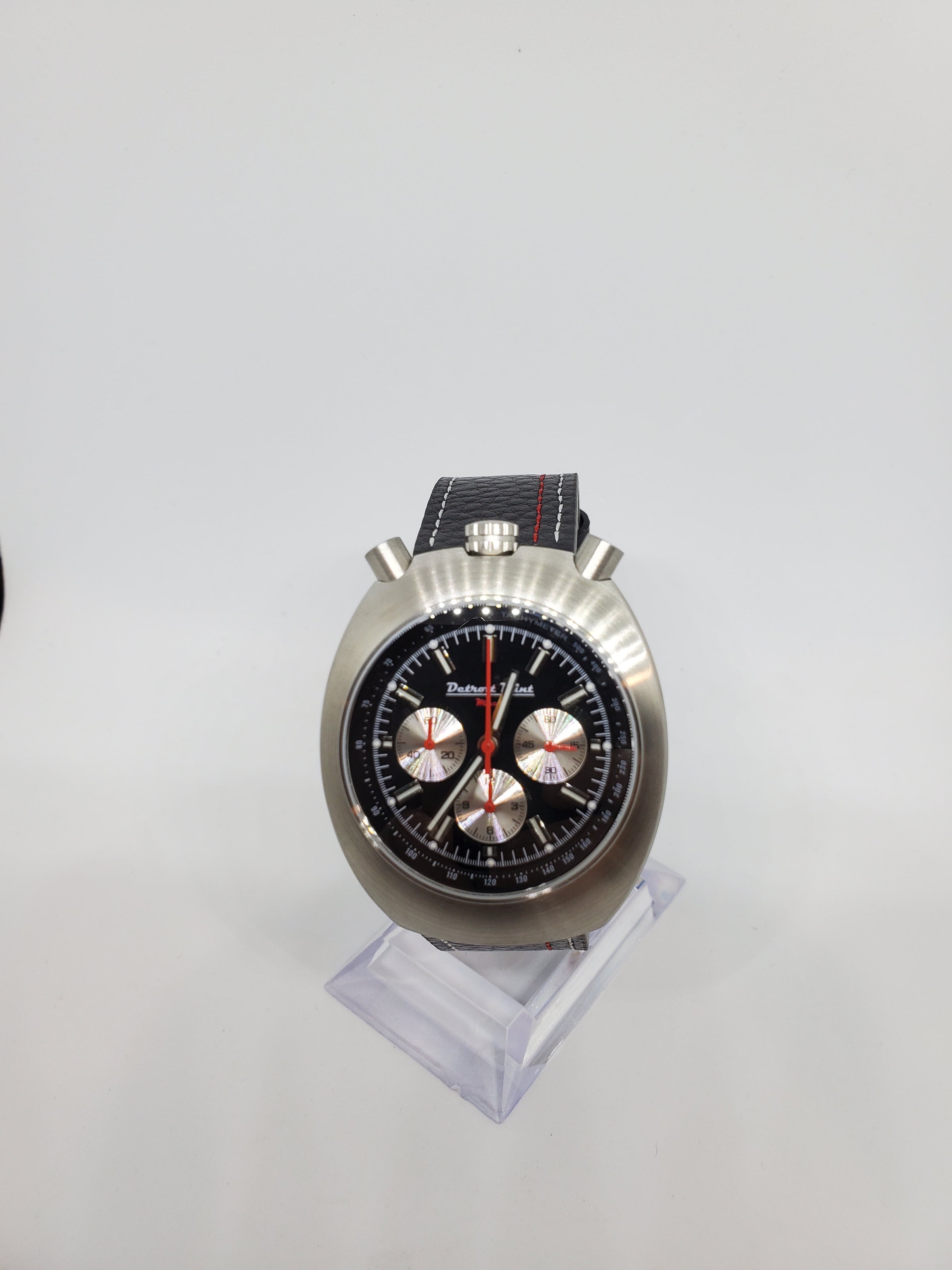 Detroit Mint Mach Bullhead Chronograph Black Dial Silver Case