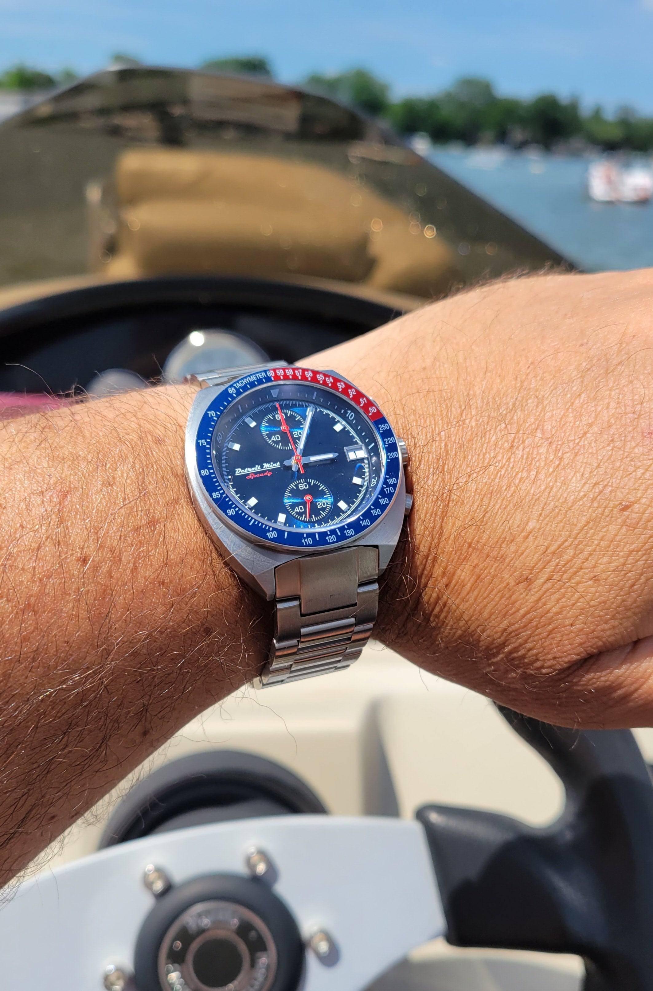 Detroit Mint Speedy Chronograph Blue Horizon Dial | Detroit Mint